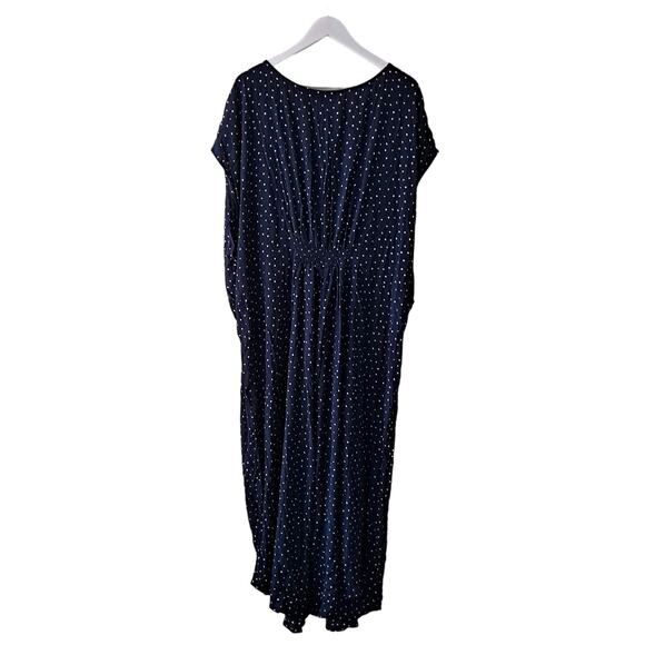 NWT Ellos Tie Front A-Line Maxi Dress Navy Blue White Polka Dot Womens Size 32 - Picture 4 of 15